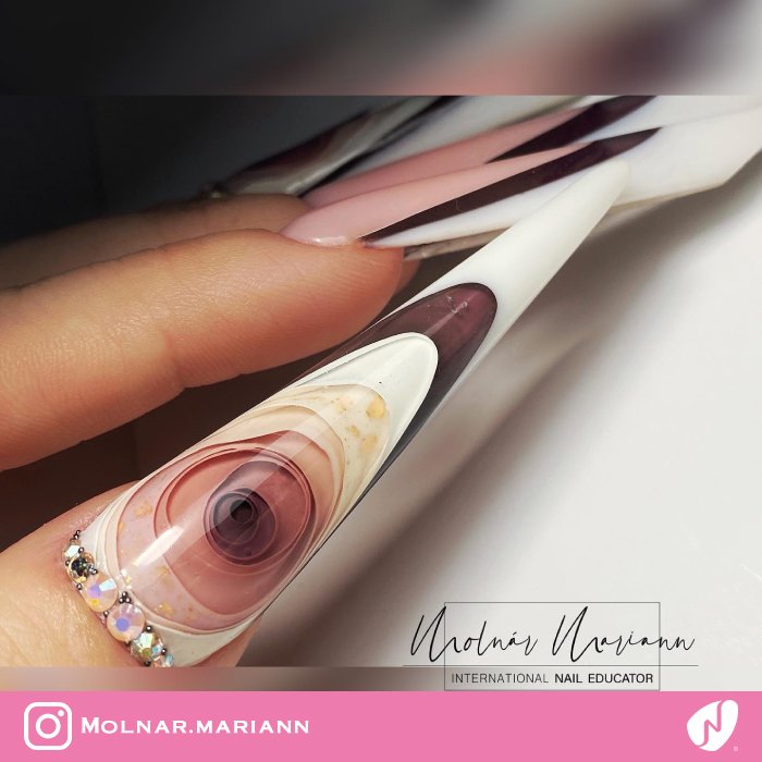 Flower-effect Double French Nails