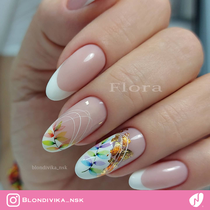 Gold Foil on French Nails