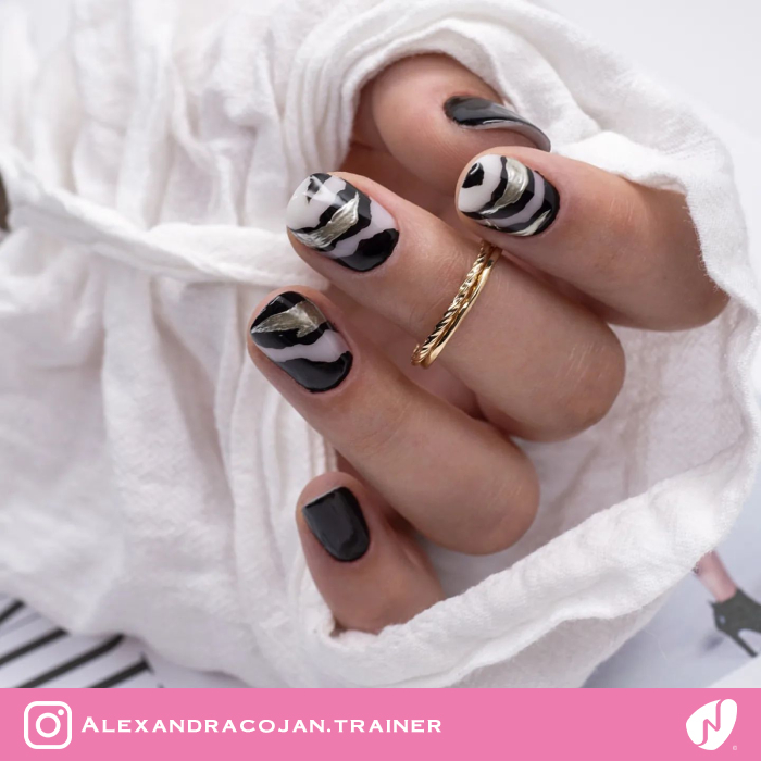 Zebra Foil Nails