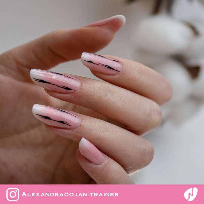 Dark Design Nude Nails