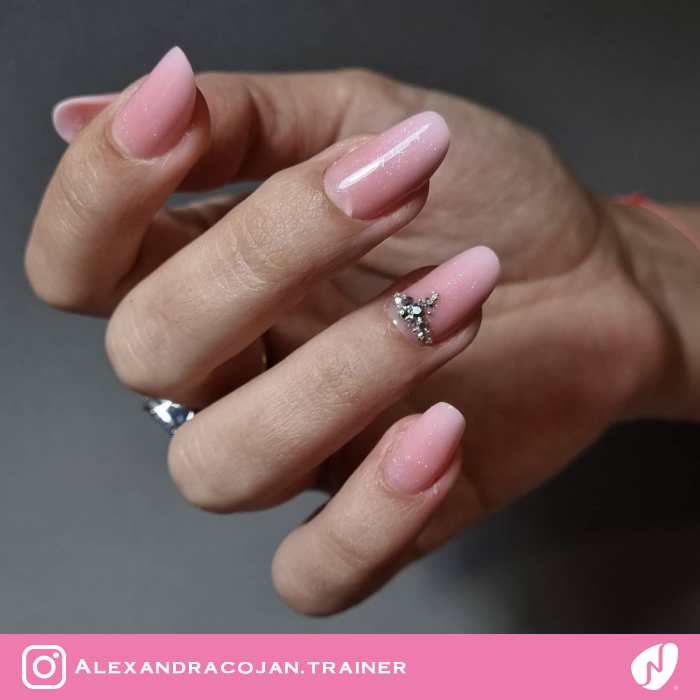 Glossy Rhinestone Nails