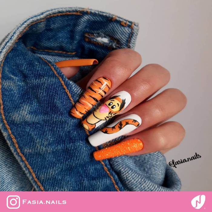 Tiger Mismatched Nails