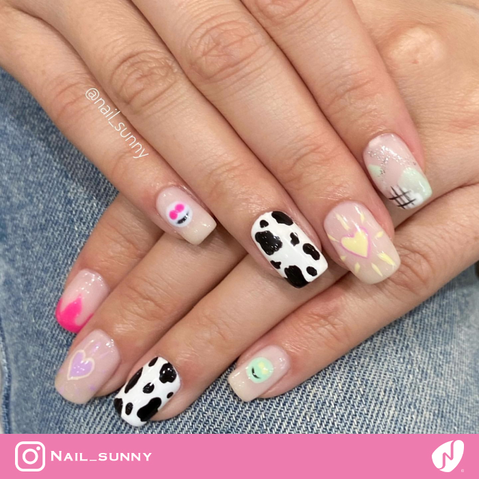 Emoji and Animal Print Nails