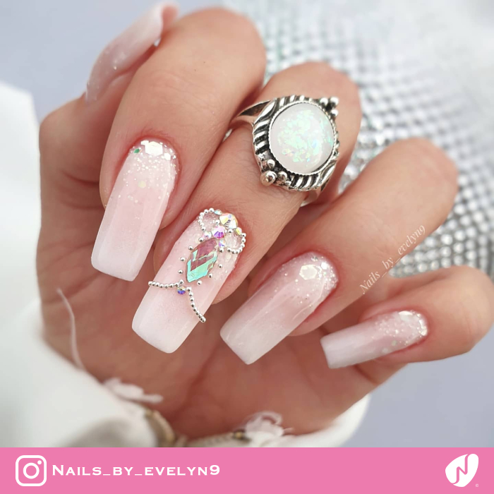 Reverse French Flakie Nails