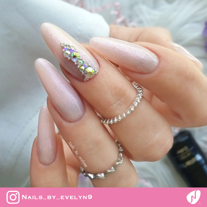 Rhinestones on Pink and Silver Particles