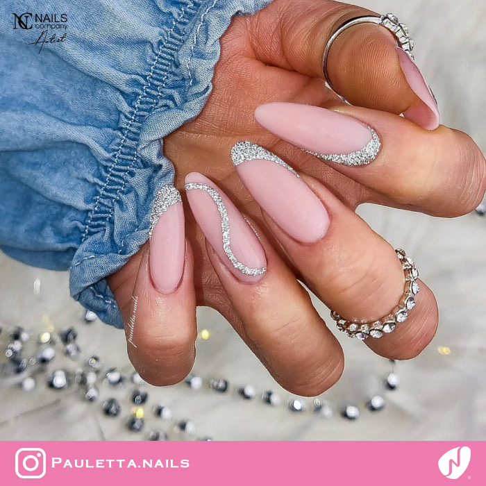 Sliver Glitter Swirl Nail Designs