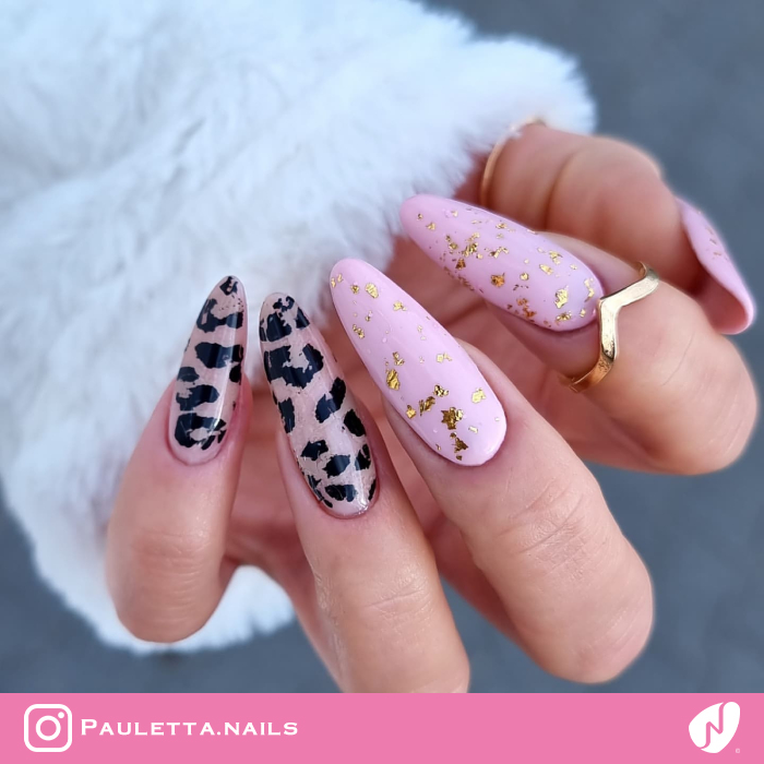 Cow-print Foil Nails