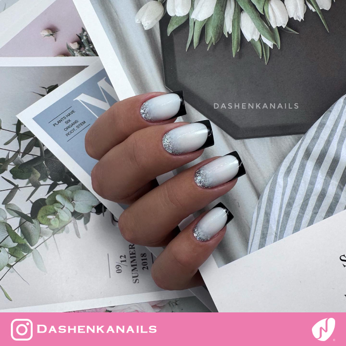 Sparkling Short French Manicure