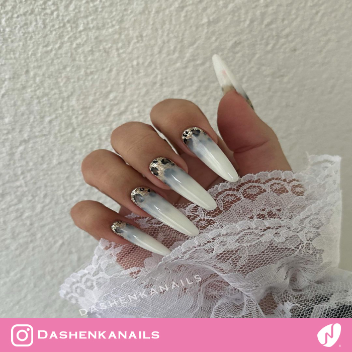 Reverse French Animal Print Gel Nails