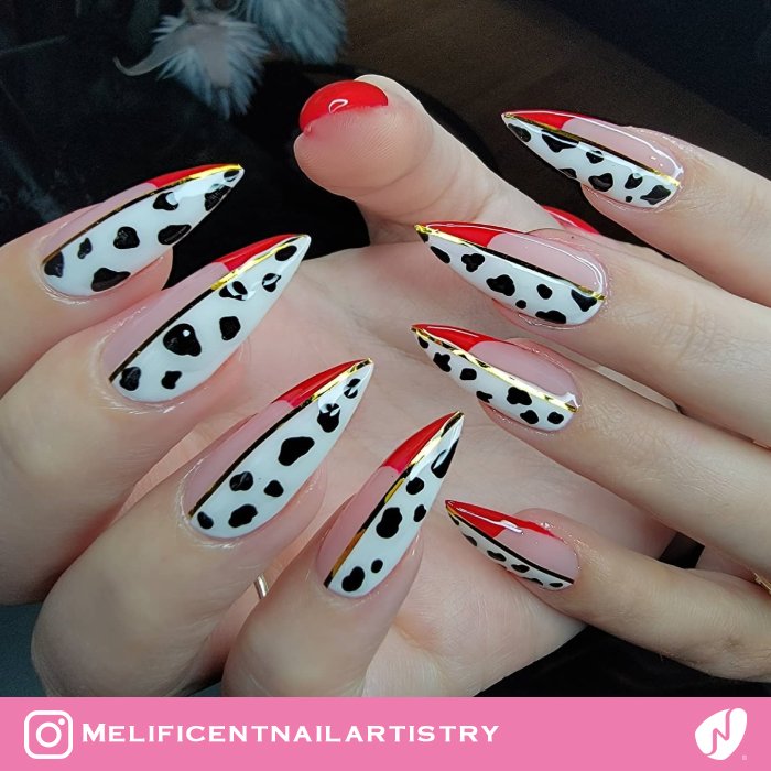 Cruella Dalmation Print Nails