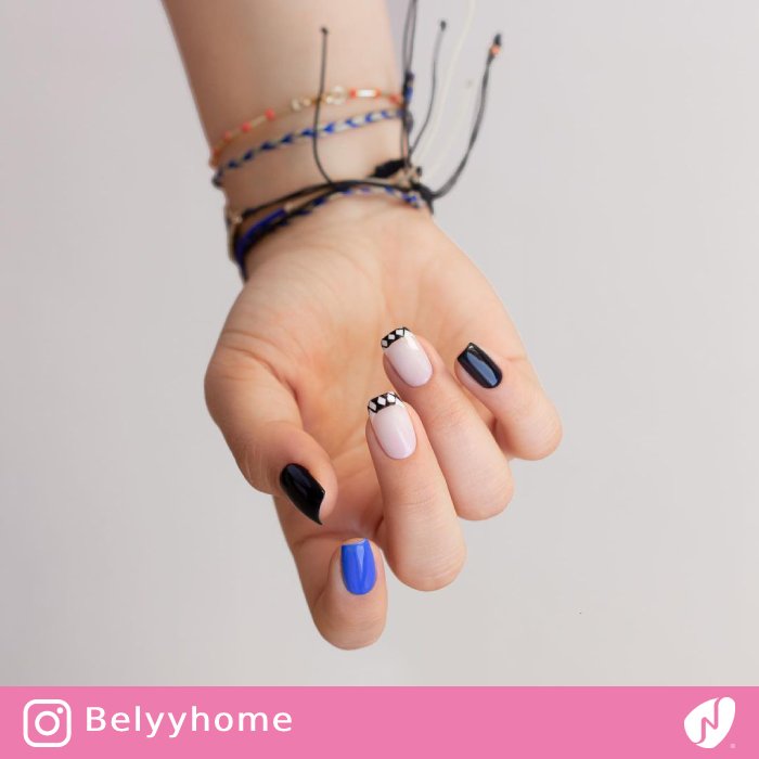 Geometric Diamond Pattern for French Tips