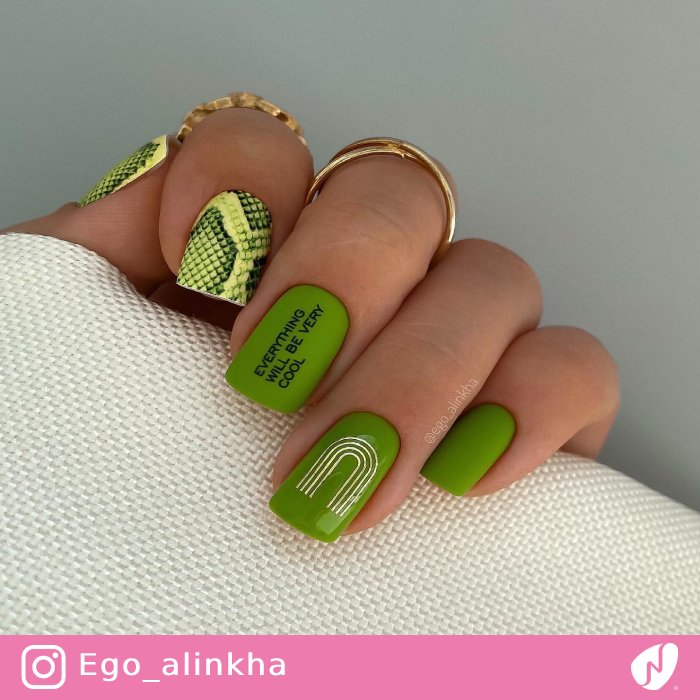 Snake Print Mismatched Nails