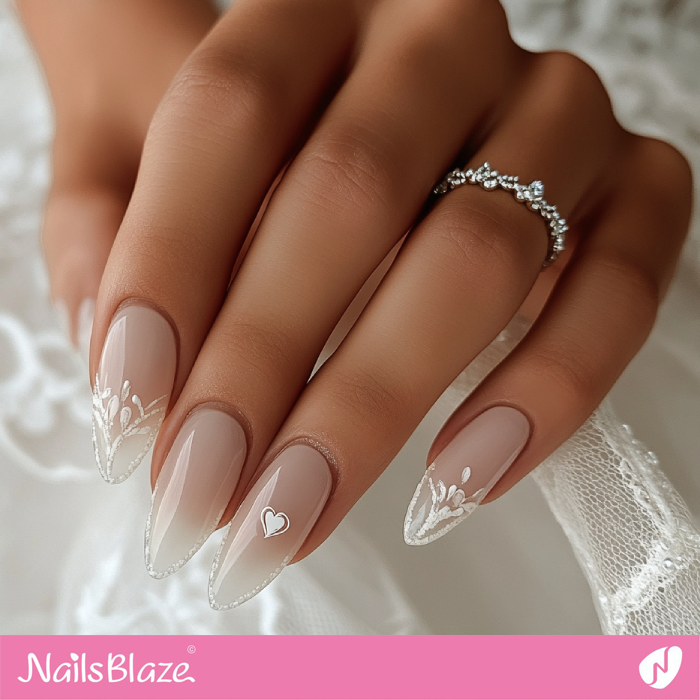 White Wedding Nails with Outline Design | Outline Nails - NB5417
