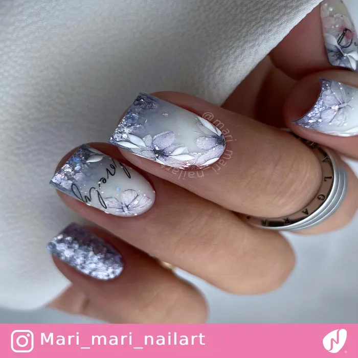 Spring Matte Nails with Glitter