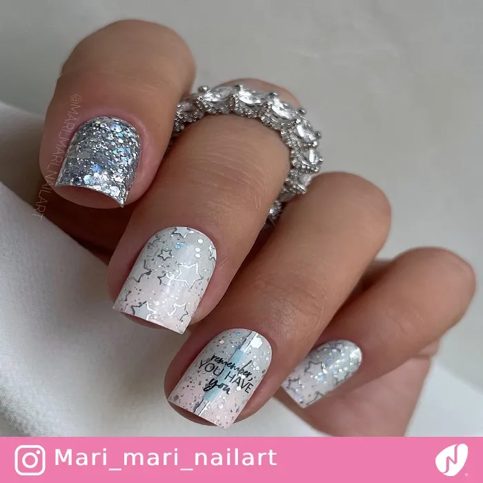 Silver Nails with Gradient for Spring