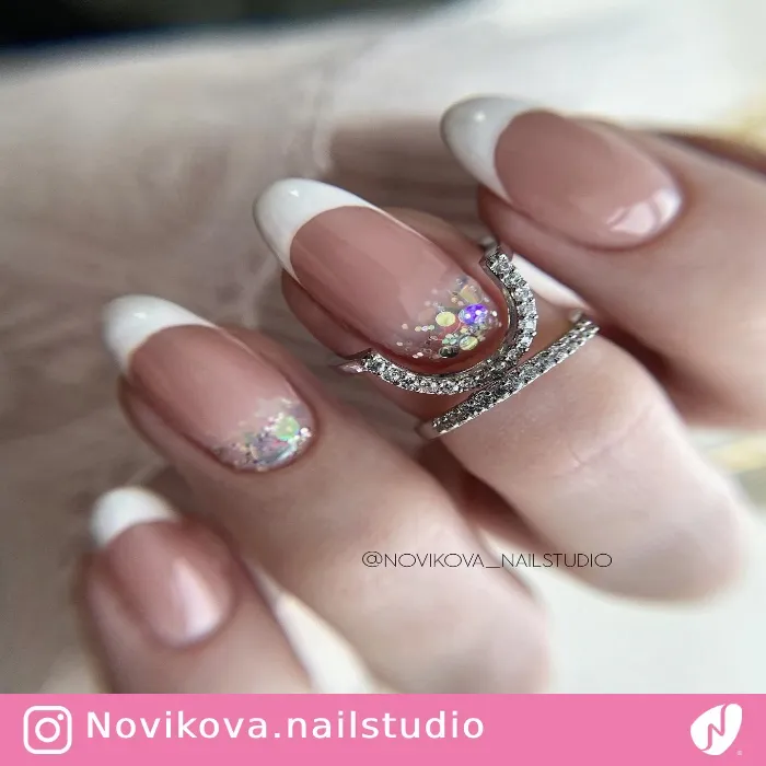 French Nails with Glitter Ombre