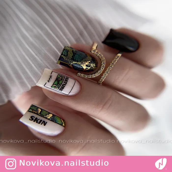 Nature-inspired Snake Print Nails