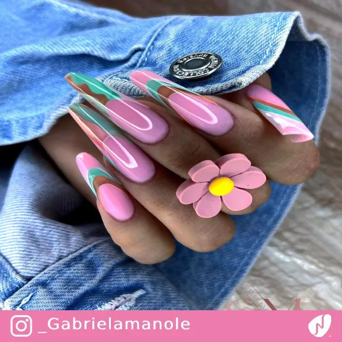 Barbie Pink 3D French Nails