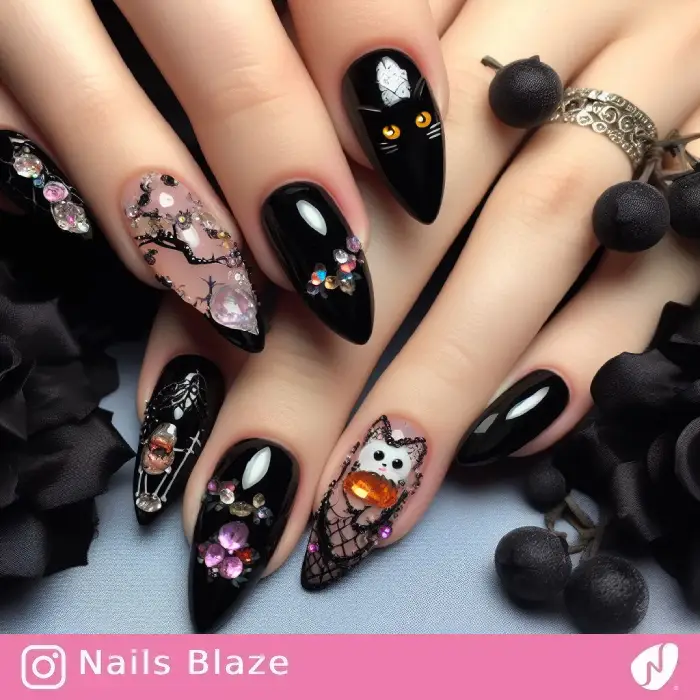 Black Cat Nails | Halloween - NB652