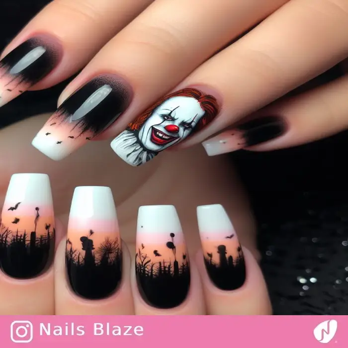 Creepy Clown Nails | Halloween - NB656
