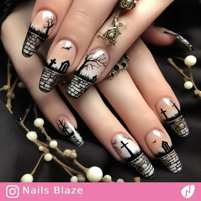 Graveyard French Nails | Halloween - NB875