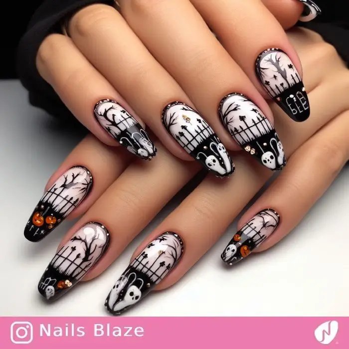 Embellished Graveyard Nails | Halloween - NB879