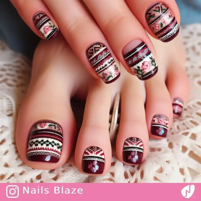 Geometric Baluch Manicure and Pedicure Design | Persian | Tribal - NB926