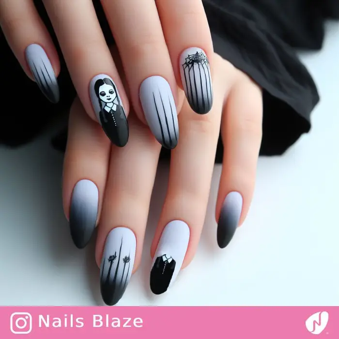 Wednesday Addams Nail Designs | Halloween - NB930