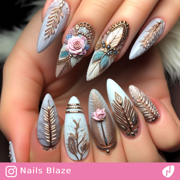 3D Boho Nail Design|Wedding-NB-D5