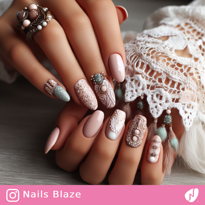 Boho Wedding Nail Design | Wedding-NB-D1