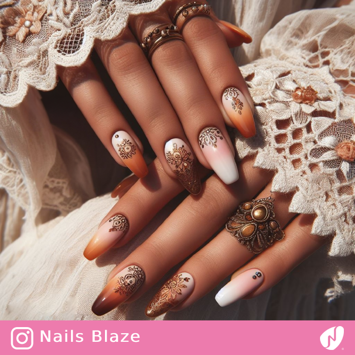 Boho Wedding Ombre Nail Design | Wedding-NB-D18