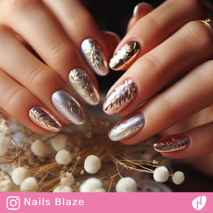 Boho Wedding Foil Nail Design | Wedding-NB-D26