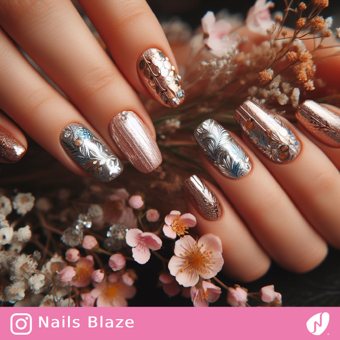 Boho Foil Nail Design | Wedding-NB-D24