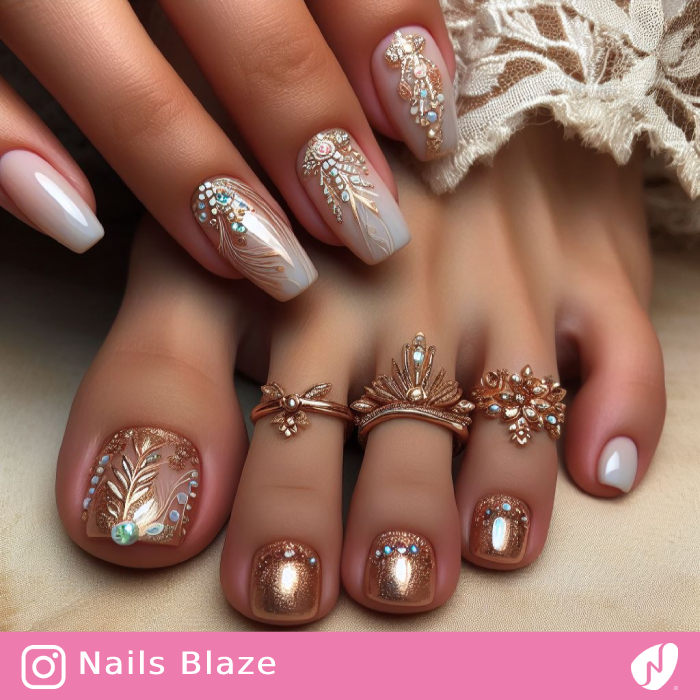 Boho Chic Wedding Toenail Design | Wedding-NB-D-28