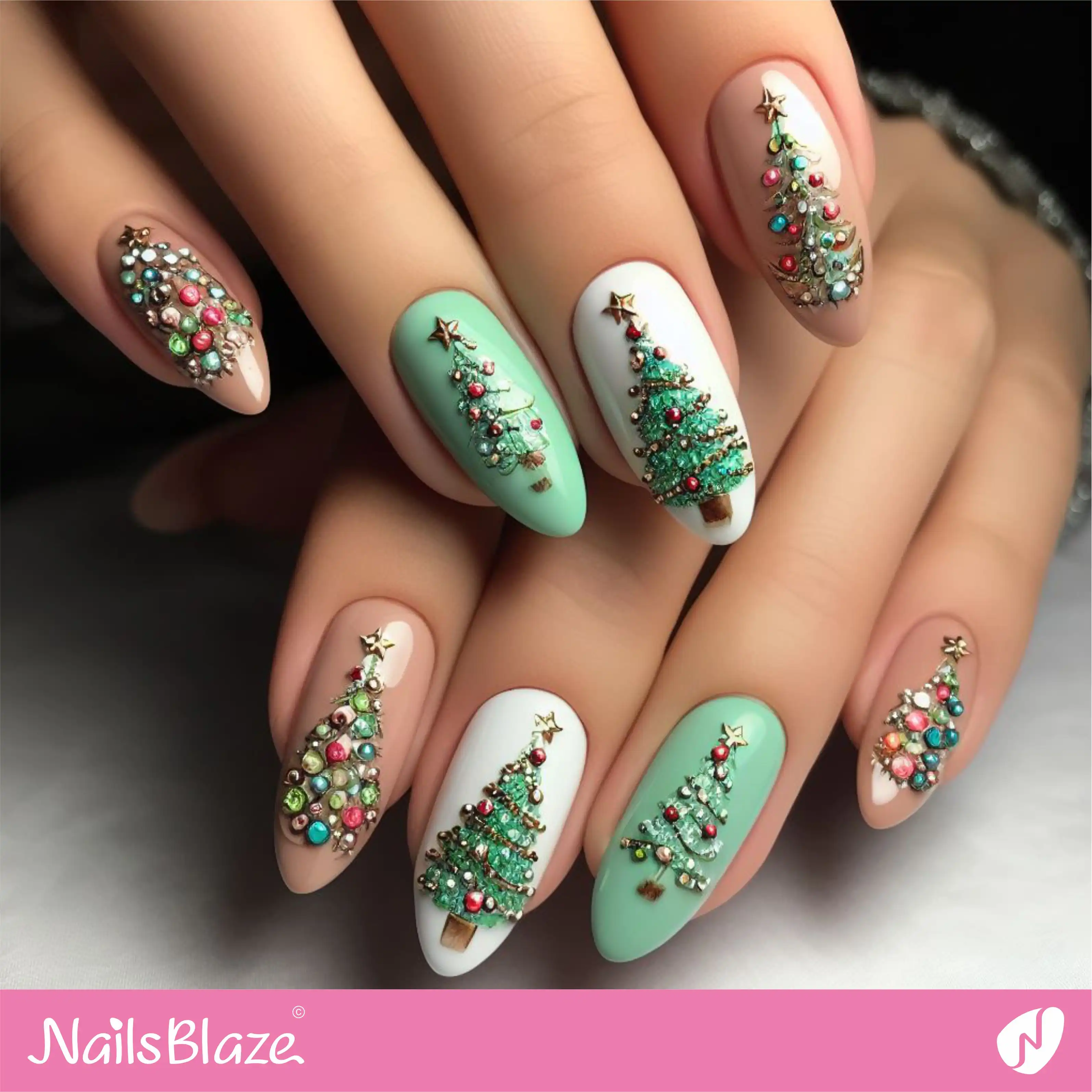 Christmas Tree Nail Design | Christmas | Winter - NB1226