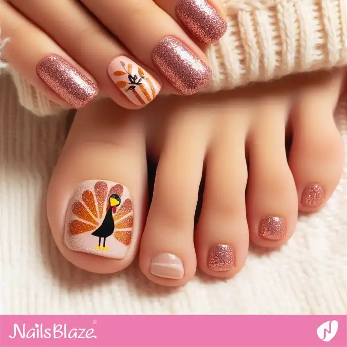 Glitter Turkey Nail Design | Thanksgiving | Holiday- NB1208