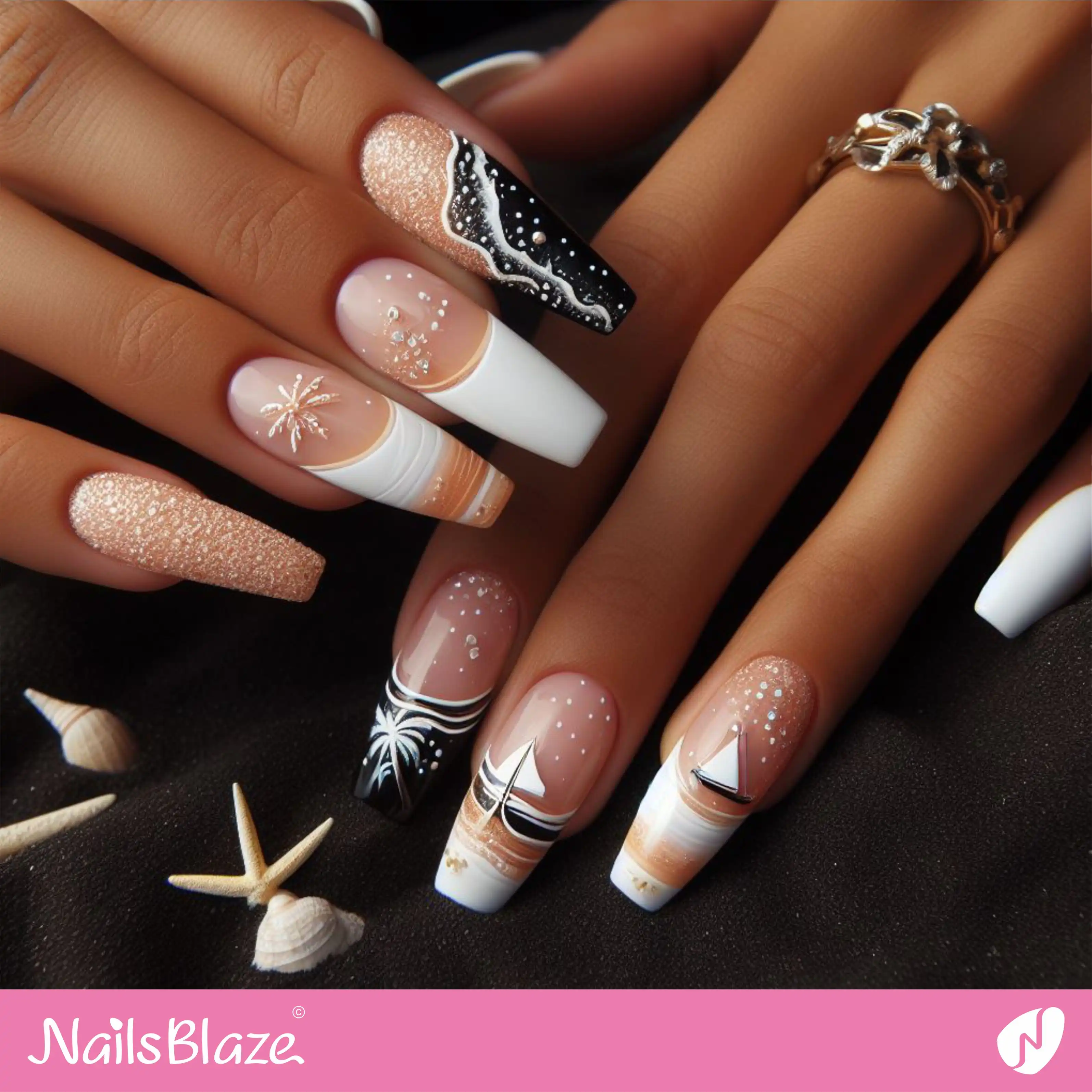 Beach Wedding Modern French Nail Design| Wedding-NB-D-41