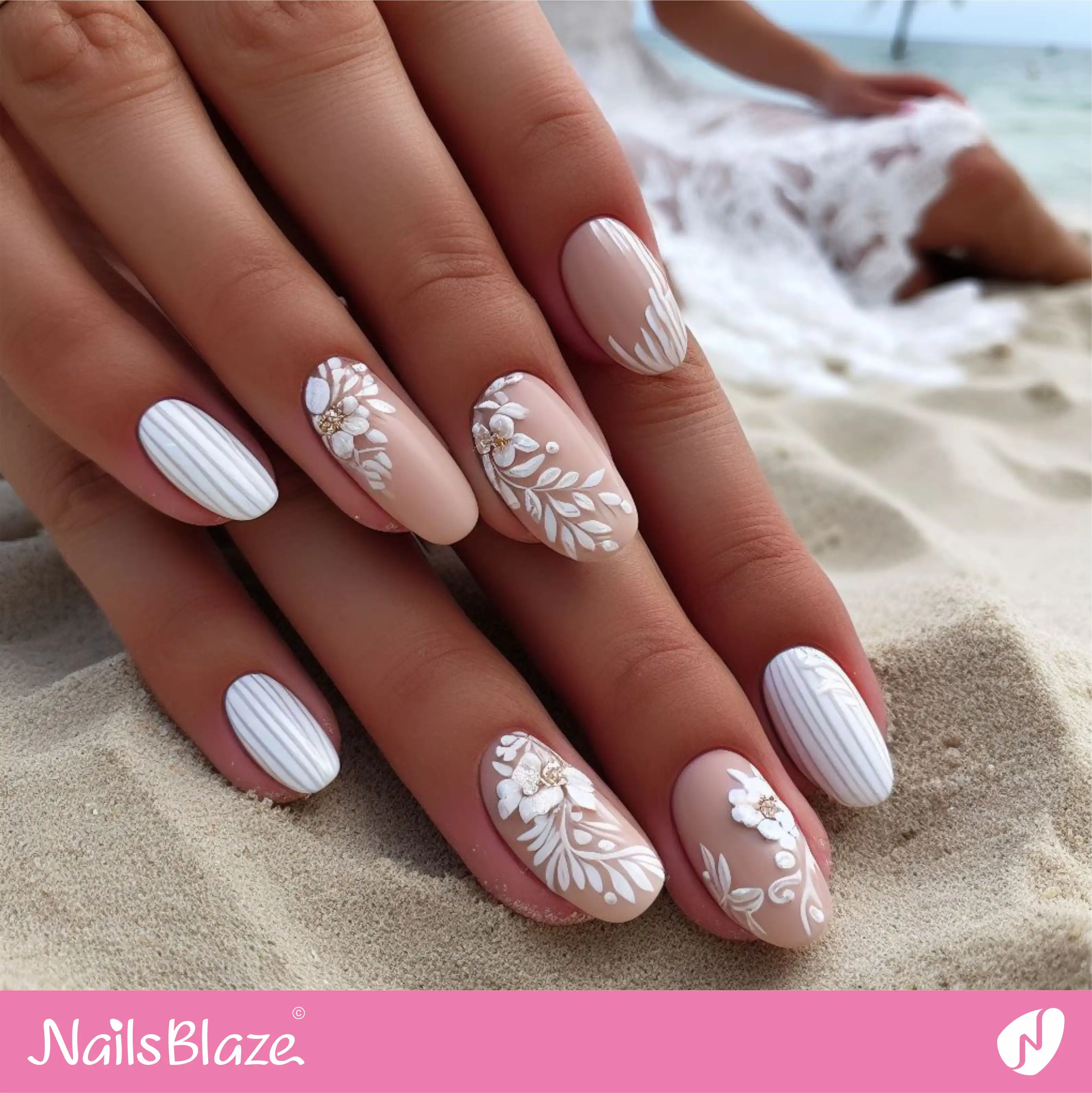 Beach Wedding Minimal Nail Design| Wedding-NB-D-59
