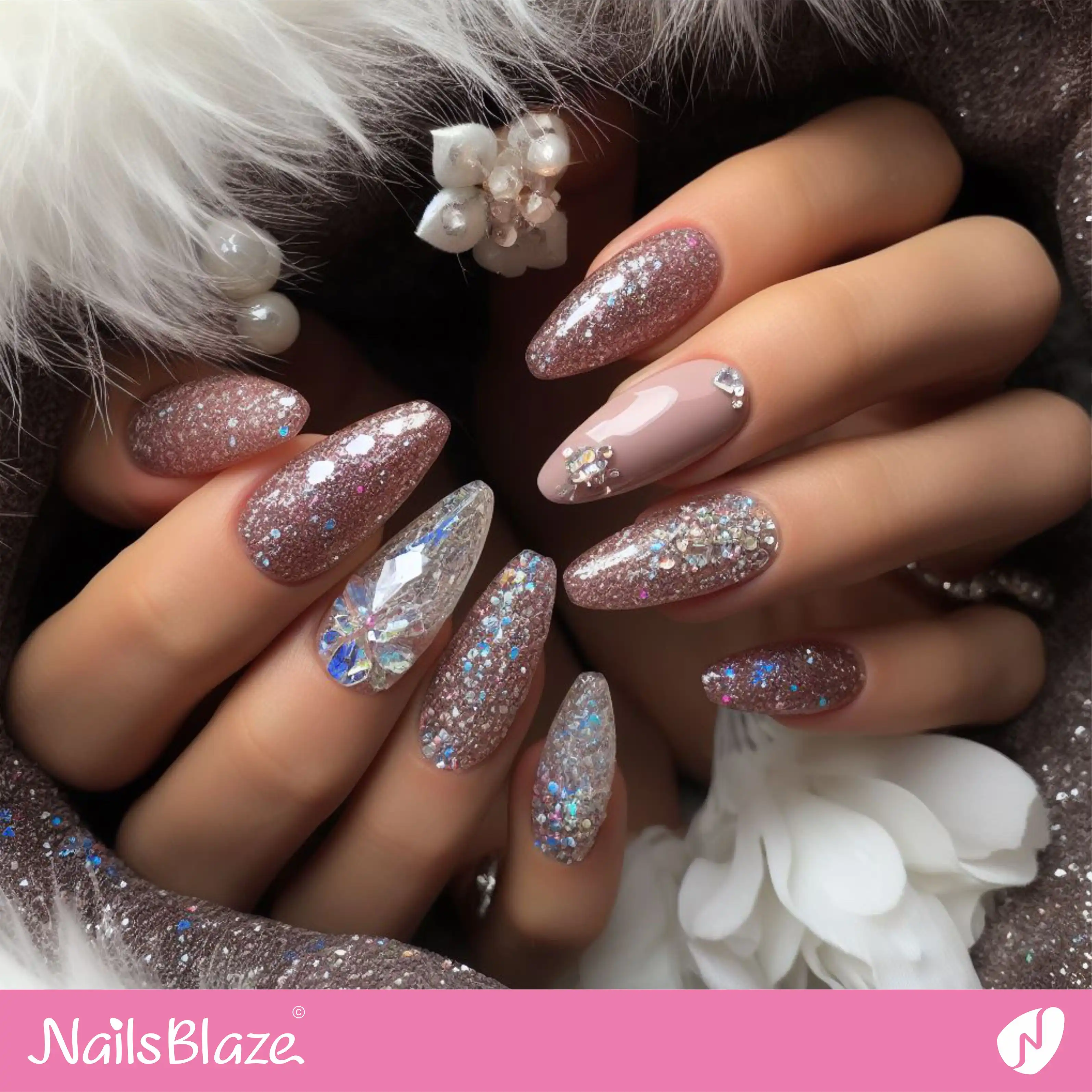 Embellished Bridal Shower Nail Design| Wedding-NB-D-62