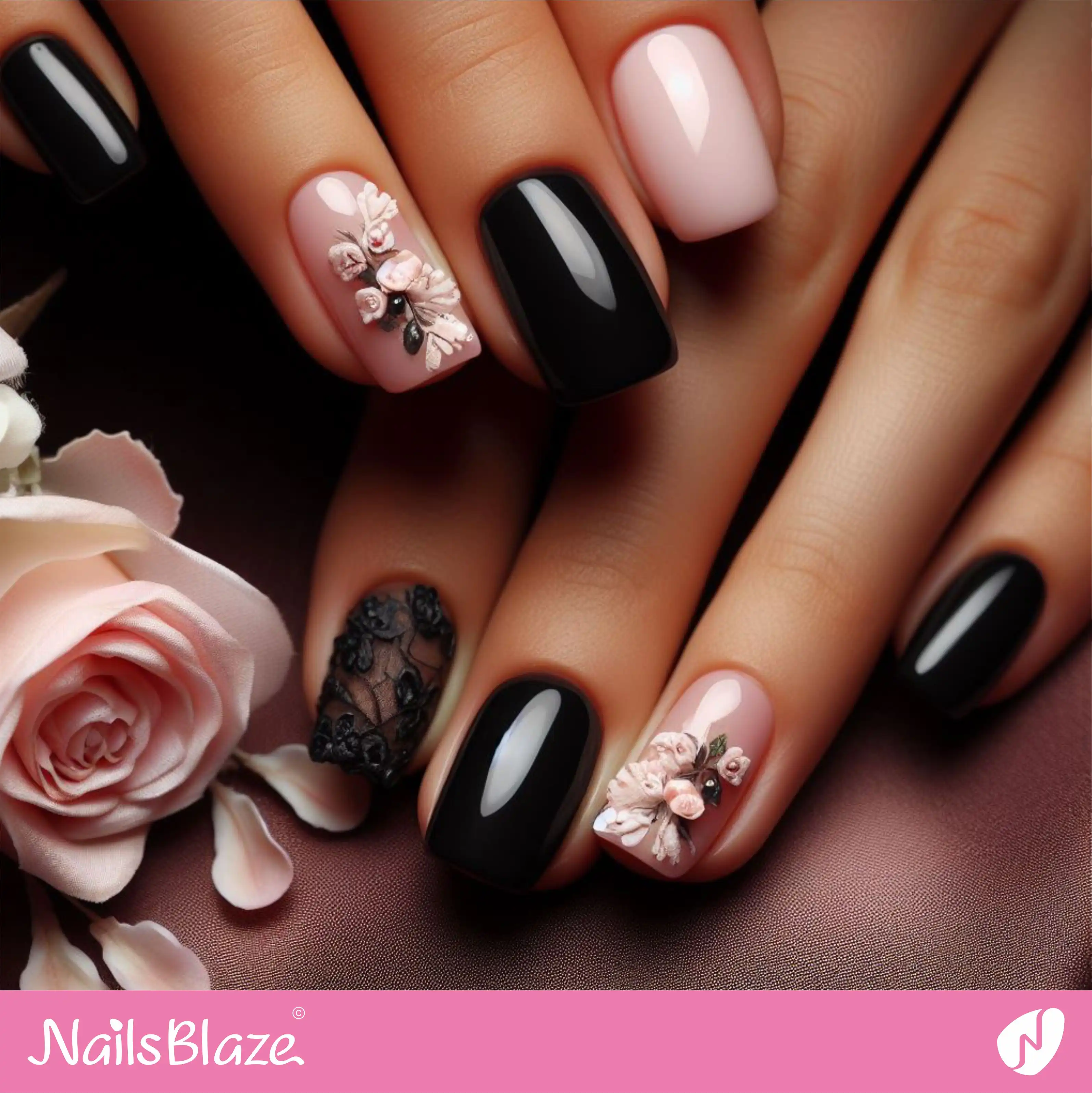 Bridal Shower Dark Nail Design| Wedding-NB-D-68