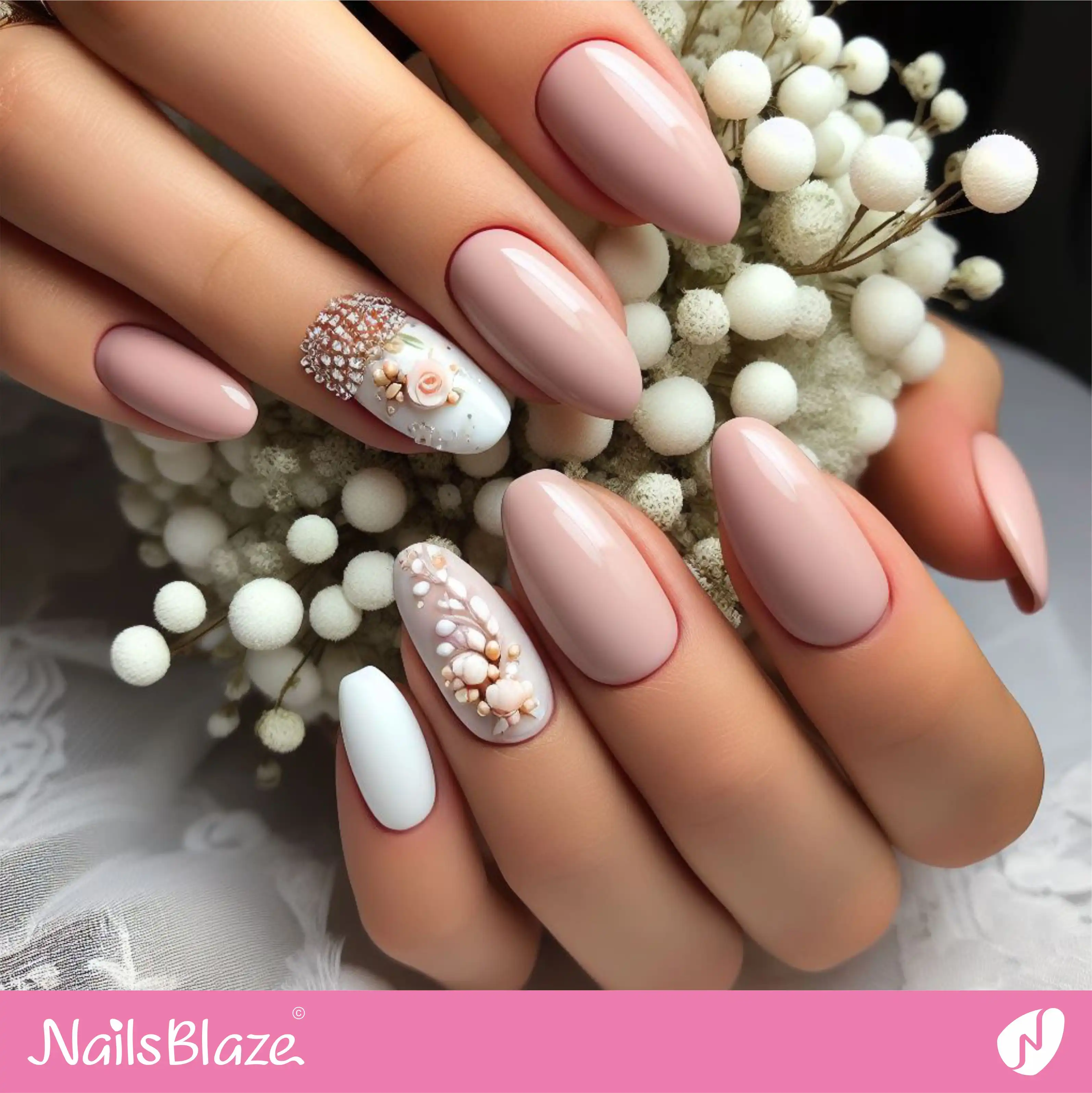 Bridal Shower Minimal Accent Nail Design| Wedding-NB-D-69