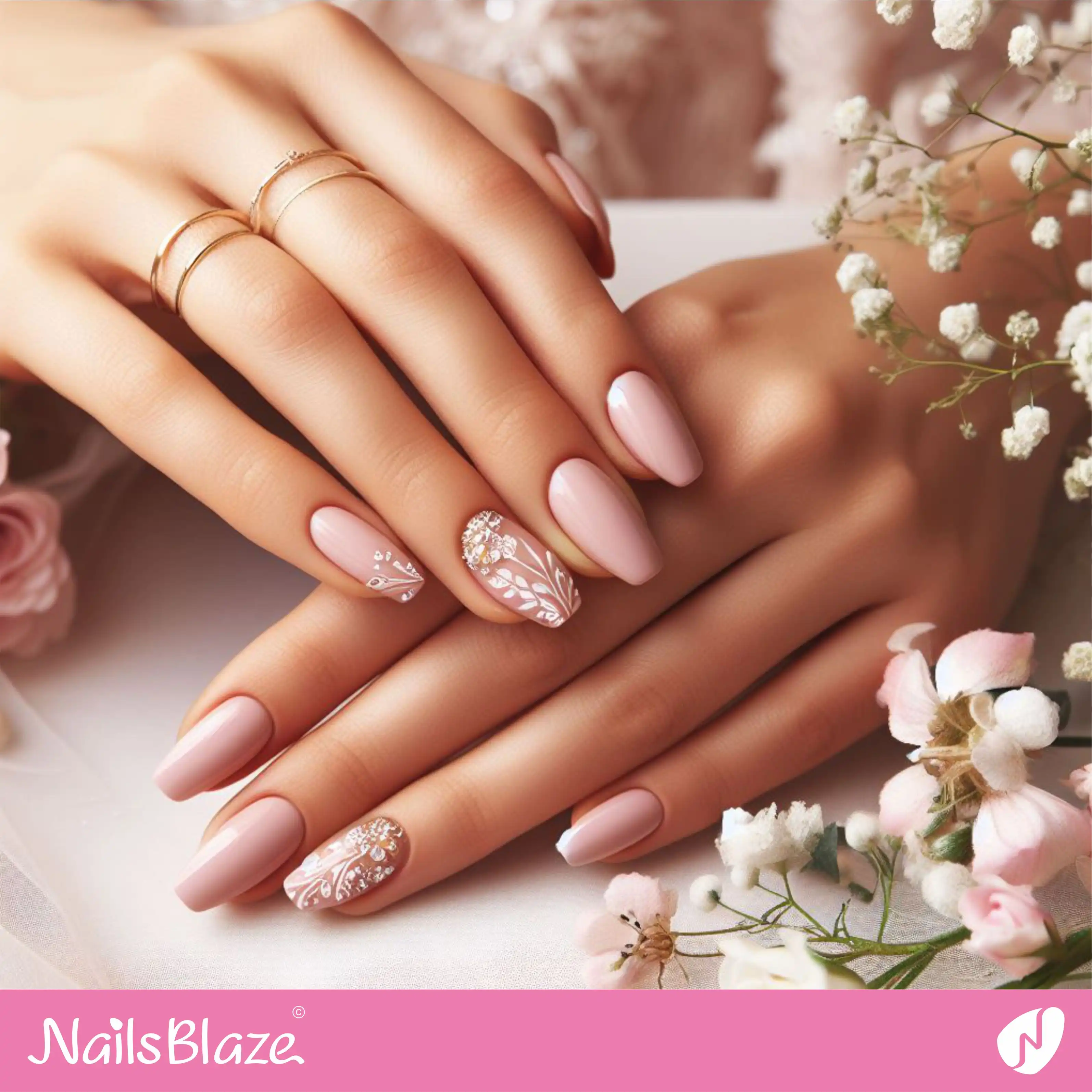 Bridal Shower Minimal Accent Nail Design | Wedding-NB-D-78