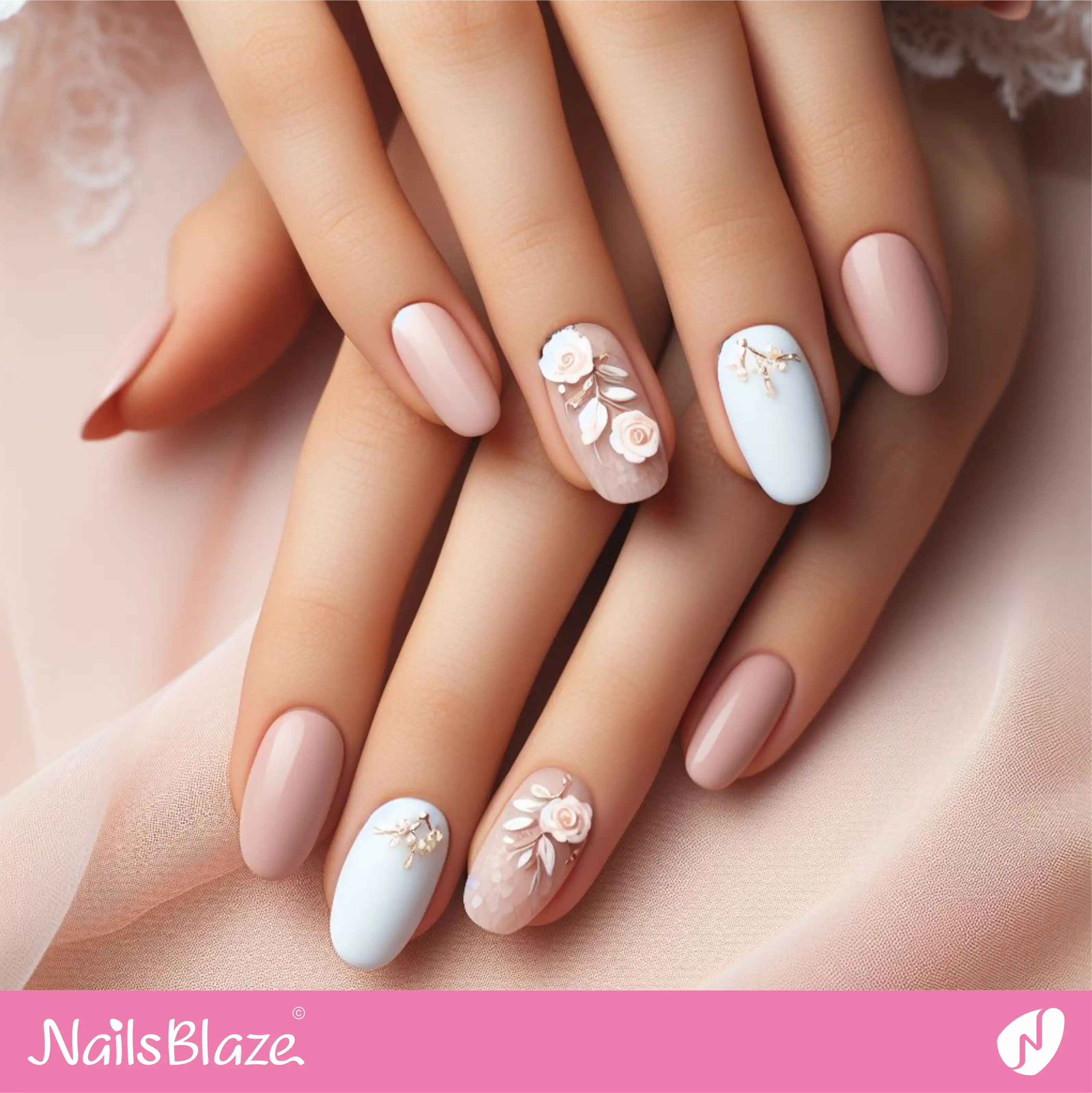 Bridal Shower Glossy Minimal Nail Design | Wedding-NB-D-83