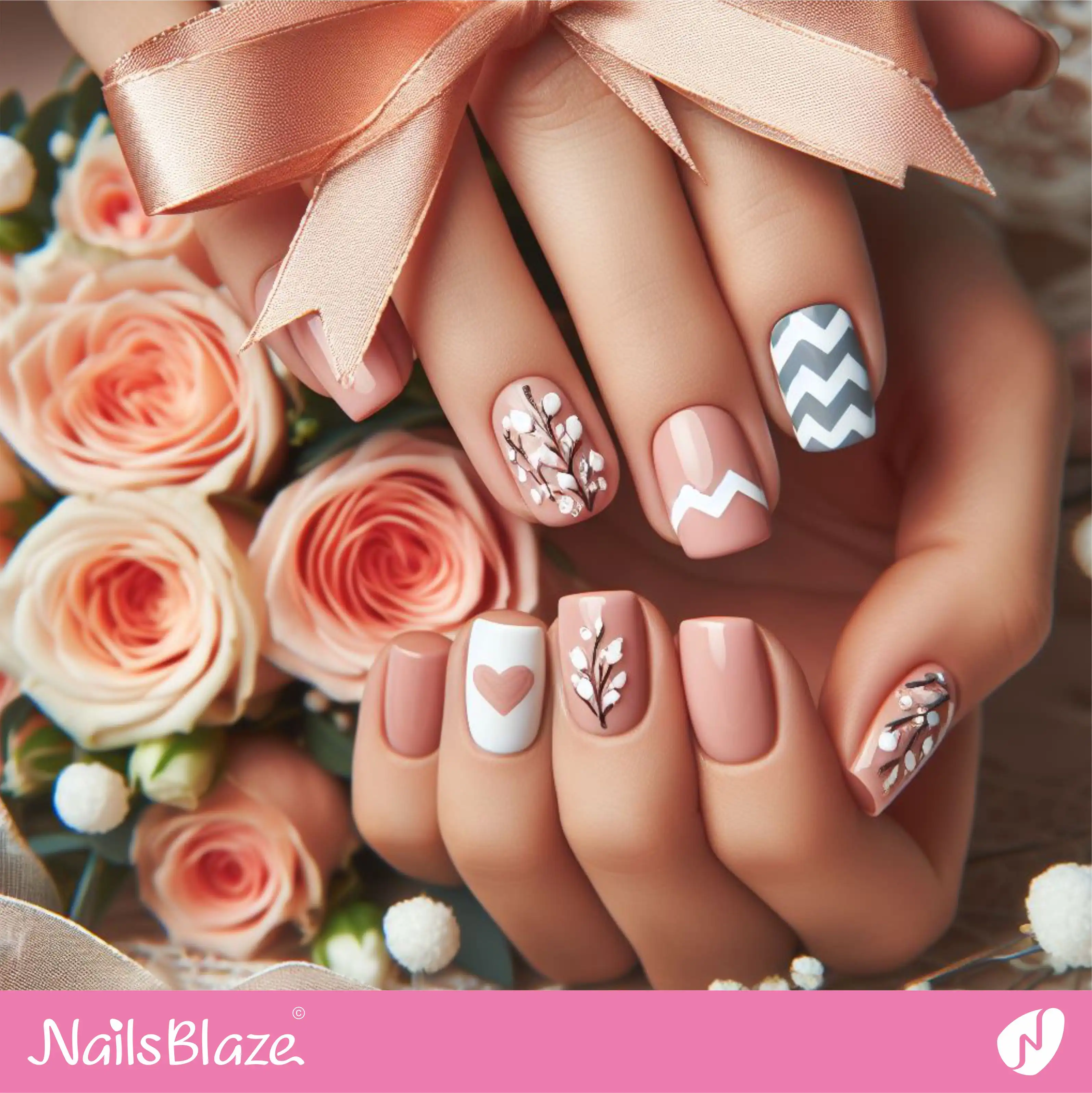 Bridal Shower Chevron Nail Design | Wedding-NB-D-89
