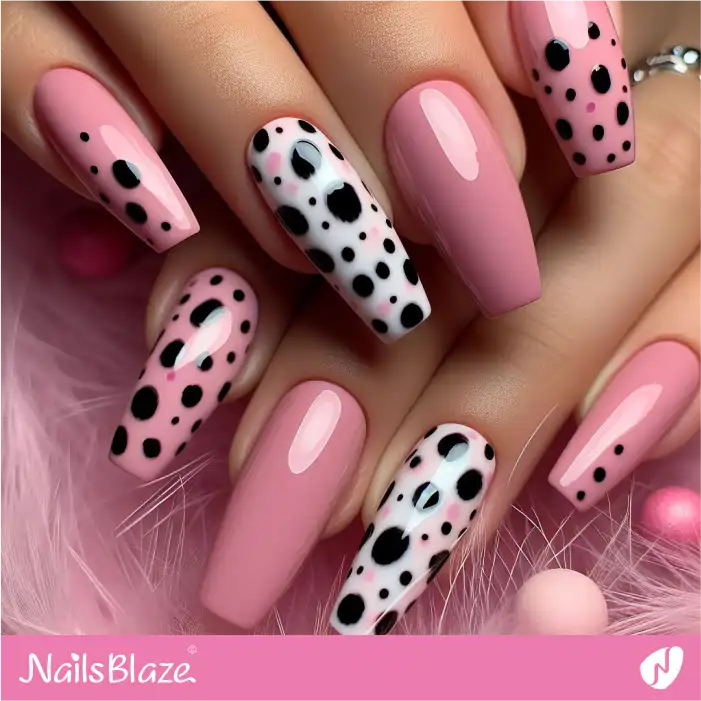 Long Dalmatian Print Nail Art | Animal Print Nails - NB2000