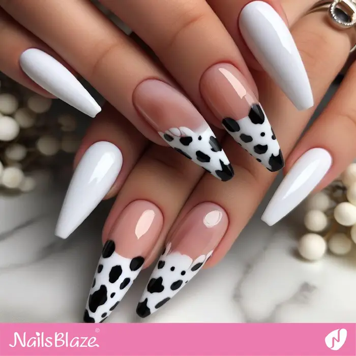 Dalmatian Print French Nails | Animal Print Nails - NB2001