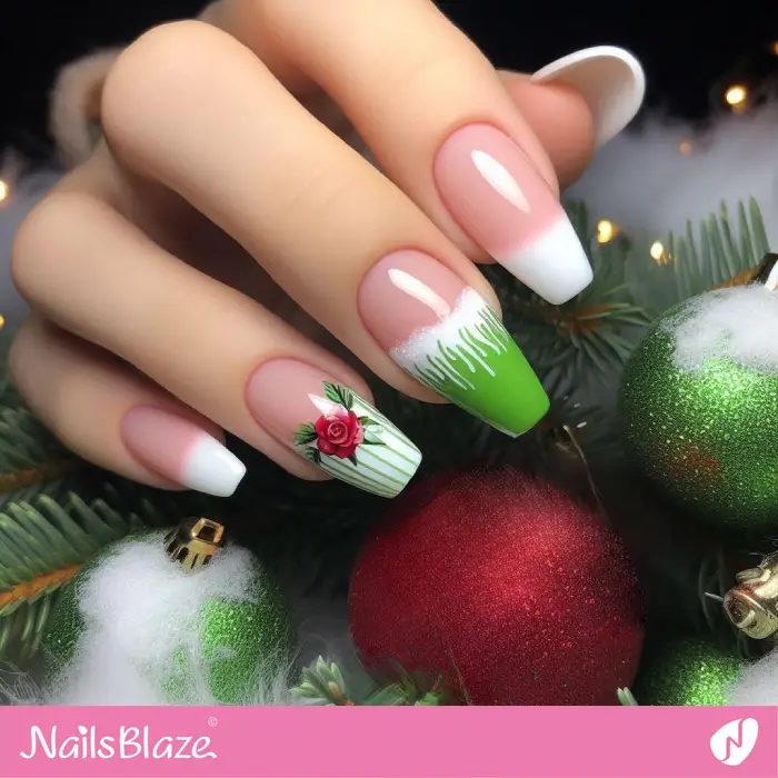 Grinch-inspired French Nails | Cartoon Nails - NB2023