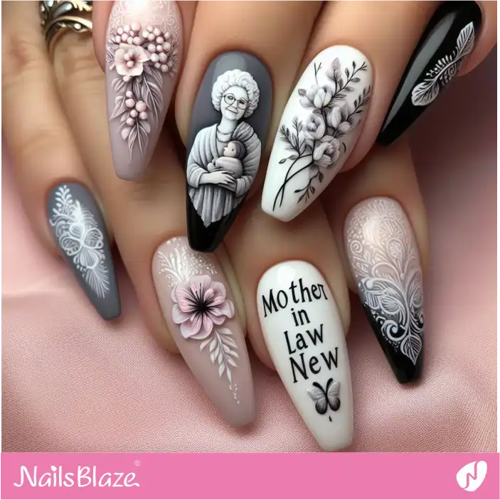 Mother in Law Filigree Flower Nail Art| Wedding-NB-D-242