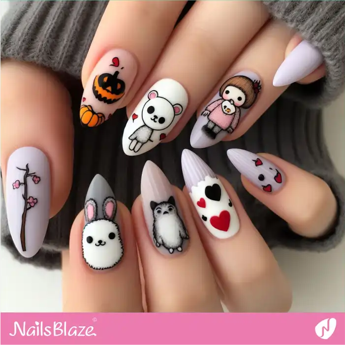 Anti Valentine Kid Theme Nails | Valentine Nails - NB2164