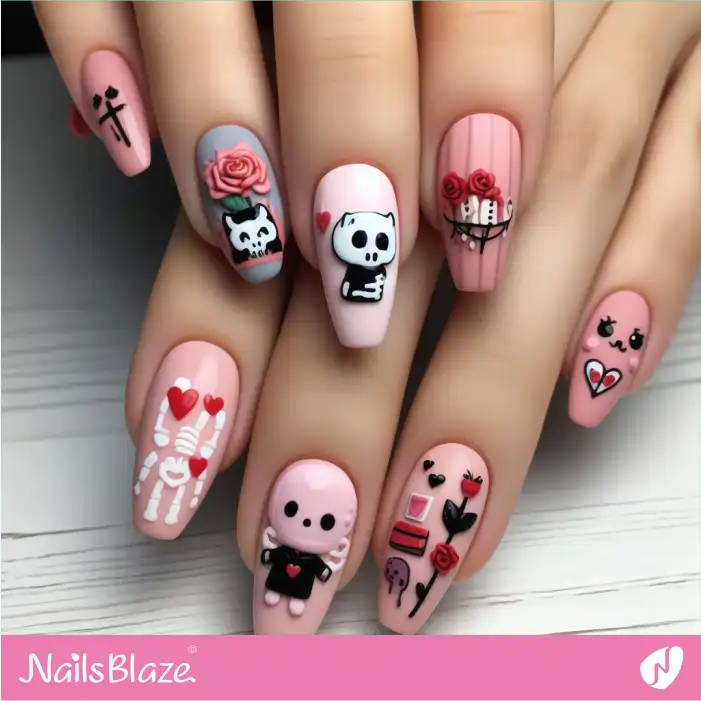Kids Theme Anti Valentine Nail Design | Valentine Nails - NB2165